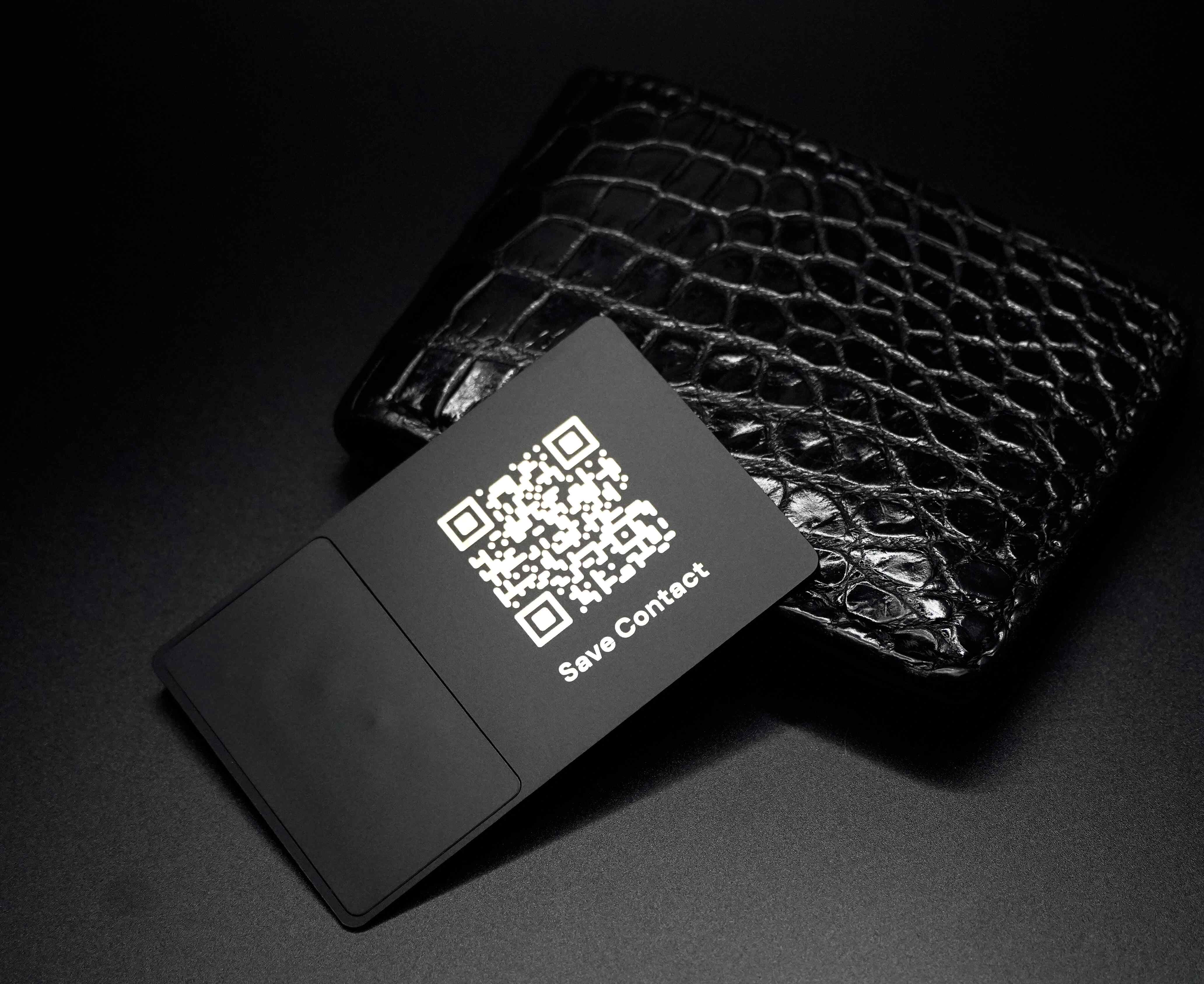 Steel card matte black with QR